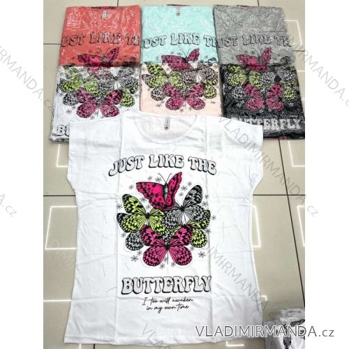 Tričko krátky rukáv dámske nadrozmer (2XL-4XL) TURECKÁ MÓDA TMWG22GYA0370-1