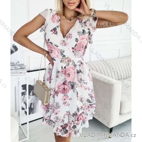 Damen-Chiffon-Kurzarm-Damenkleid (S / M ONE SIZE) ITALIAN FASHION IMWP222245