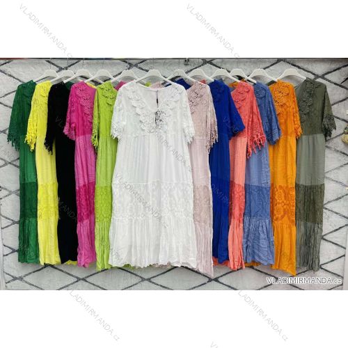 Šaty letní  krajkové krátký rukáv dámské nadrozměr (L/XL/2XL ONE SIZE) ITALSKÁ MÓDA IMWD22064