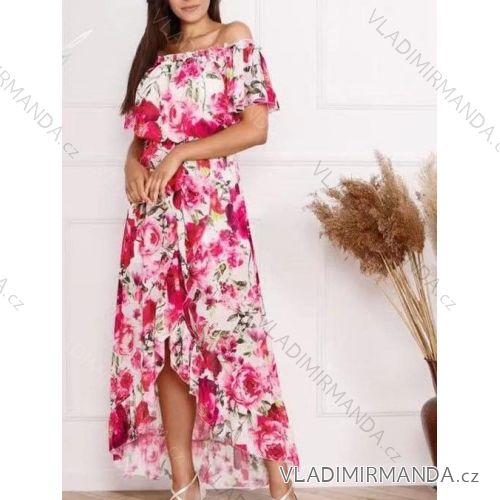 Šaty letní šifonové krátký rukáv dámské (S/M ONE SIZE) ITALSKÁ MÓDA IMWP222245