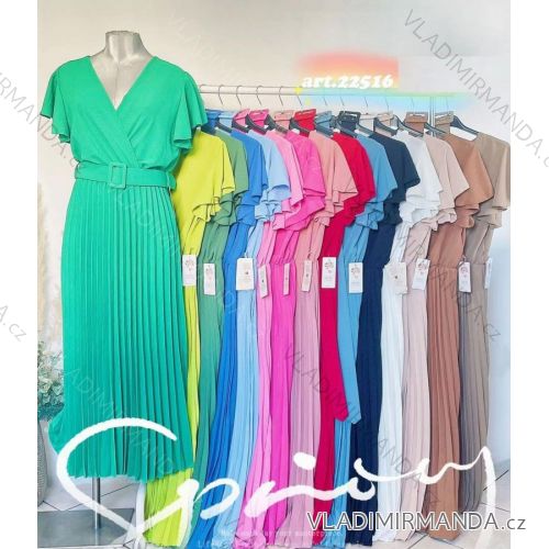 Šaty letní šifonové krátký rukáv dámské (S/M ONE SIZE) ITALSKÁ MÓDA IMWP222245