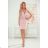 380-2 Kleid mit einem goldenen Reißverschluss und einer Bindung - schmutziges Rosa