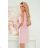 380-2 Kleid mit einem goldenen Reißverschluss und einer Bindung - schmutziges Rosa