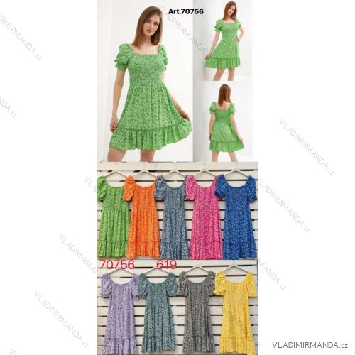 Šaty letní volnočasové krátký rukáv dámské (S/M ONE SIZE) ITALSKÁ MÓDA IMPLS2234323
