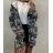 Strickjacke mit Taschen und Kapuze 3/4 Ärmel Damen Camo (uni s-l) ITALIAN FASHION IM4223121