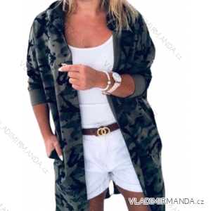 Strickjacke mit Taschen und Kapuze 3/4 Ärmel Damen Camo (uni s-l) ITALIAN FASHION IM4223121