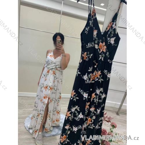 Šaty letní dlouhé na ramínka dámské (S/M ONE SIZE) ITALSKÁ MÓDA IMPDY22LS15705/6091