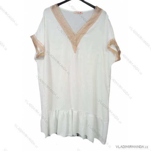 Kurzarm-Sommerkleid für Damen (S / M ONE SIZE) ITALIAN FASHION IMWG222603 weiß L / XL