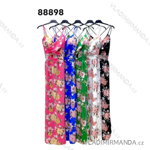 Šaty letní dlouhé na ramínka dámské (S/M ONE SIZE) ITALSKÁ MÓDA IMPDY22LS15705/6091