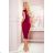 301-4 TAMARA Elegantes Midikleid mit Gürtel - Farbe Bordeaux