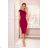 301-4 TAMARA Elegantes Midikleid mit Gürtel - Farbe Bordeaux