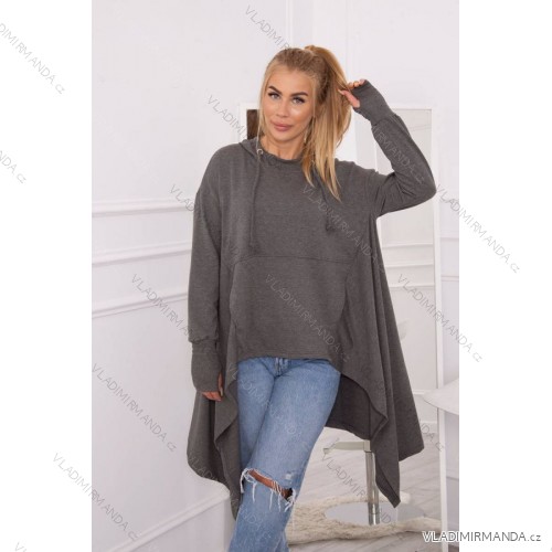 Ausgestelltes Sweatshirt in Graphit am unteren Rand