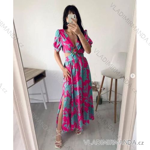 Kleid lang Sommer Kurzarm Damen (S / M ONE SIZE) ITALIAN FASHION IMM2255051MS