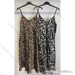 Sommerkleid aus Satin mit Trägern Damen Leopard (S / M ONE SIZE) ITALIAN FASHION IMM22933