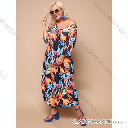 Sommerkleid 3/4 Kurzarm Damen Oversized Cap (XL / 2XL / 3XL ONE SIZE) POLISH FASHION PMLT22CHILLOUT