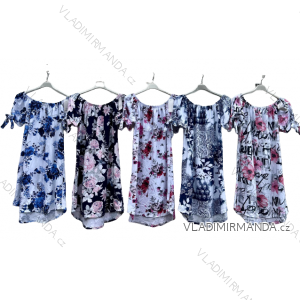Sommer Blumen Carmen Kurzarm Damen Plus Size Kleid (XL/2XL ONE SIZE) ITALIAN FASHION IMD22607