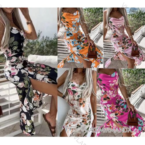 Langes Chiffon-Sommerkleid für Damen (S / M ONE SIZE) ITALIAN FASHION IMWB222509