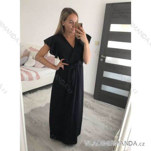 Langes elegantes Kurzarm-Sommerkleid für Damen (S / M / L ONE SIZE) ITALIAN FASHION IMWB221536