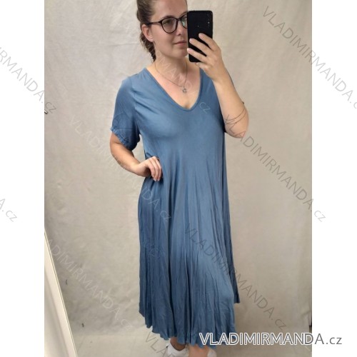 Kleid Kurzarm Damen (Uni L-2XL) ITALIENISCH MODA IMS20004