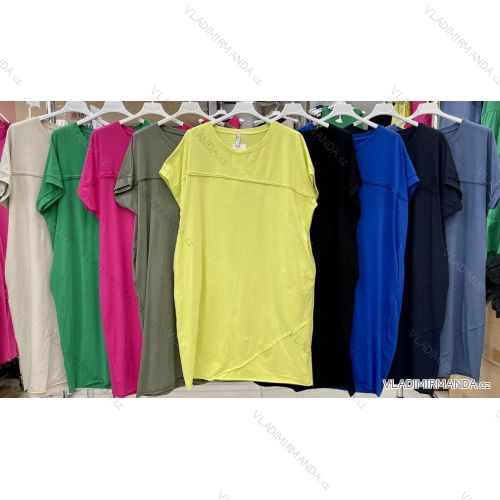 Übergroßes Kurzarmkleid aus Baumwolle für Damen (XL / 2XL ONE SIZE) ITALIAN FASHION IMWB222504