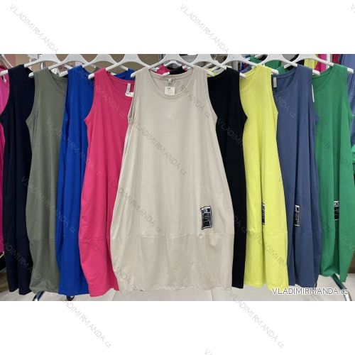 Übergroßes Kurzarmkleid aus Baumwolle für Damen (XL / 2XL ONE SIZE) ITALIAN FASHION IMWB222504
