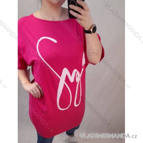 Kleid Oversize Kurzarm Damen (4XL/5XL ONE SIZE) ITALSKÁ MÓDA IM422026 dunkelrosa 4XL / 5XL