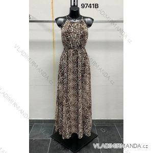 Šaty dlouhé na ramínka letní leopard dámské (S/M ONE SIZE) ITALSKÁ MÓDA IMM22982