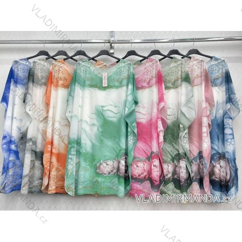 Sommer-Chiffon-Oversize-Kurzarm-Damenkleid in Übergröße (L/XL/2XL ONE SIZE) ITALIAN FASHION IMWC222983
