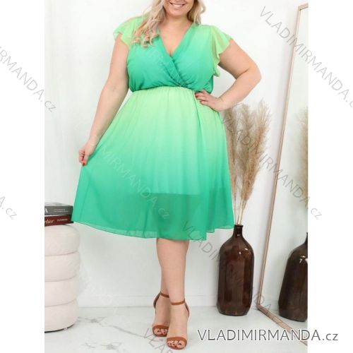 Sommer-Chiffon-Kurzarmkleid für Damen in Übergröße (XL/2XL/3XL ONE SIZE) ITALIAN FASHION IMWGM22OMBRE