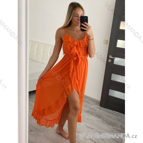 Sommerliches trägerloses Sommerkleid für Damen (UNI S-M) ITALIAN FASHION IMM20304 S/M orange