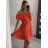 Carmen Sommer Sommer Schulterkleid (UNI S / M) ITALIENISCHE MODE IMM20628 S/M orange
