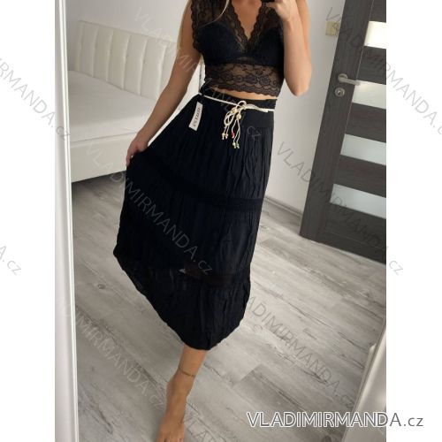 Rock lange Sommer Frauen (uni sl) ITALIENISCHE Mode IM420490