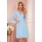 313-10 ISABELLE Faltenkleid mit Ausschnitt und langen Ärmeln - hellblau