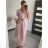 Kurzärmliges Maxikleid aus Leinen für Damen (M/L/XL ONE SIZE) ITALIAN FASHION IMWA222857