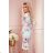 387-1 Tailliertes Kleid mit Umschlagausschnitt und langen Ärmeln - blau mit rosa Blumen