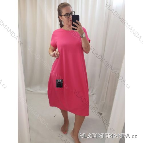 Übergroßes Kurzarmkleid aus Baumwolle für Damen (XL / 2XL ONE SIZE) ITALIAN FASHION IMWB222504