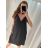 Šaty letní dlouhé na ramínka dámské (S/M ONE SIZE) ITALSKÁ MÓDA IMPHD225893 schwarz S/M