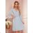 313-11 ISABELLE Faltenkleid mit Ausschnitt und langen Ärmeln - grau