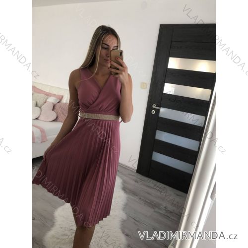Šaty elegantní plesové bez rukávu krajka dámské (uni s/m) ITALSKá MóDA IM919828/DR