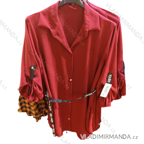 Tunika/Hemd verlängert mit Gürtel 3/4 Langarm Damen Plus Size (L/XL/2XL ONE SIZE) ITALIAN FASHION IMH22882