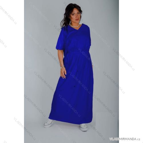 Sommer Kurzarm Sommerkleid (S / M ONE SIZE) ITALIENISCHE MODE IMWY21019 2XL/3XL dunkelrosa