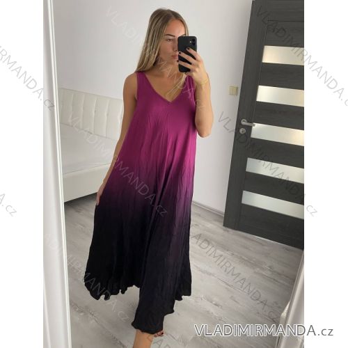 Sommer Kurzarm Sommerkleid (S / M ONE SIZE) ITALIENISCHE MODE IMWY21019 lila S-2XL