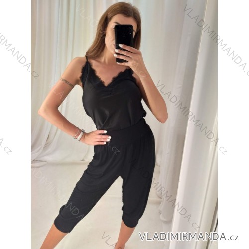 Kalhoty harémky aladinky 3/4 krátké dámské (L/XL one size) ITALSKÁ MÓDA IMD22460 schwarz L / XL