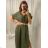 Sommer Midi Kurzarm Sommerkleid (S / M / L ONE SIZE) ITALIAN FASHION IMWA222563 schwarz M / L