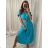 Sommer Midi Kurzarm Sommerkleid (S / M / L ONE SIZE) ITALIAN FASHION IMWA222563 schwarz M / L
