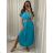 Sommer Midi Kurzarm Sommerkleid (S / M / L ONE SIZE) ITALIAN FASHION IMWA222563 schwarz M / L