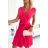385-2 WENDY Plissiertes Kleid mit Umschlagausschnitt - Himbeere