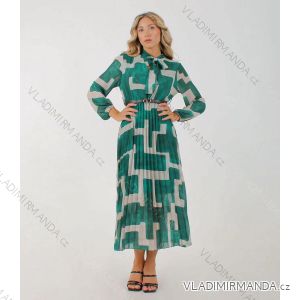 Šaty elegantní dlouhý rukáv dámské (S/M ONE SIZE) ITALSKÁ MÓDA IMM22SARA