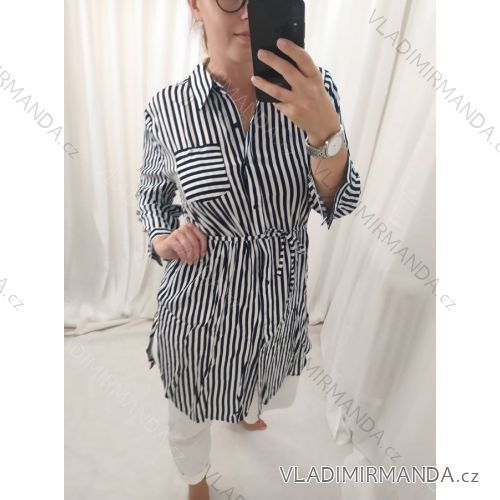 Leinenhemdkleid Kurzarm Damen (S / M ONE SIZE) ITALIAN FASHION IM722110