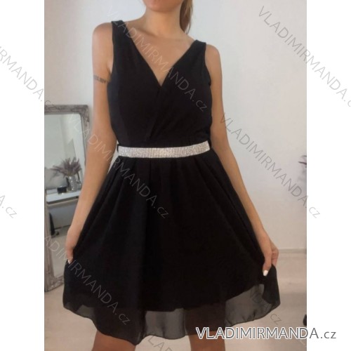 Šaty elegantní bez rukávů dámské (S/M ONE SIZE) ITALSKÁ MÓDA IMM22917 schwarz S/M